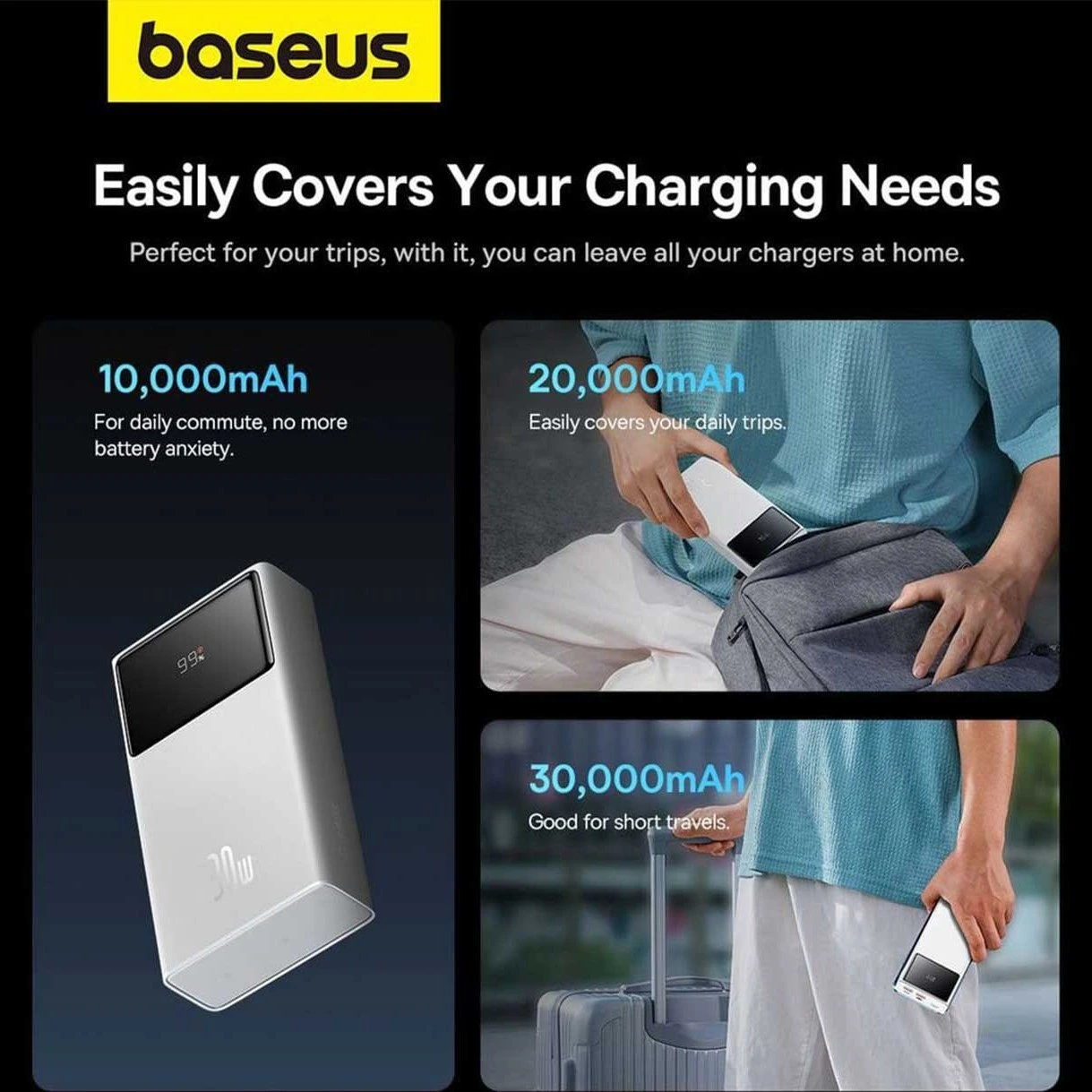 پاوربانک 30 وات بیسوس مدل Star-Lord Digital Display Fast Charging ظرفیت 10000 میلی آمپر ساعت