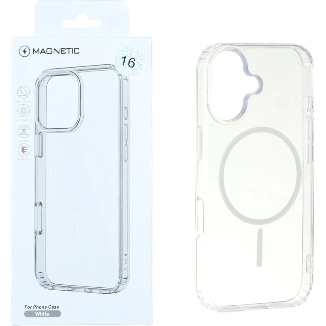 قاب اورجینال Magnetic دور ژله ای MagSafe مدل Apple iPhone 16 - سفید (پک دار)