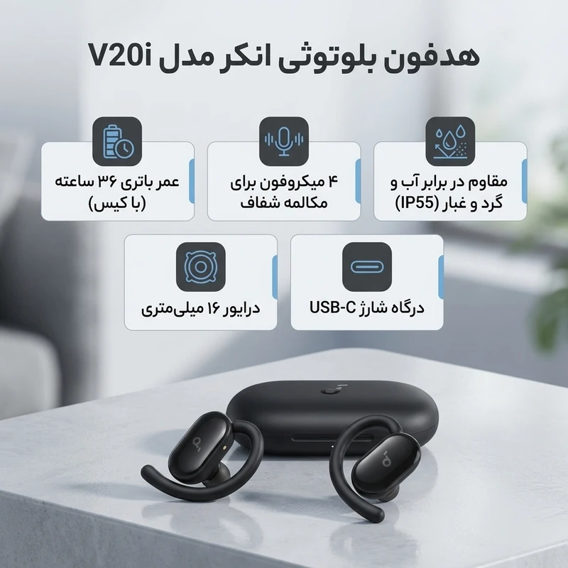 هدفون بی سیم انکر مدل Soundcore V20i - تصویر 8